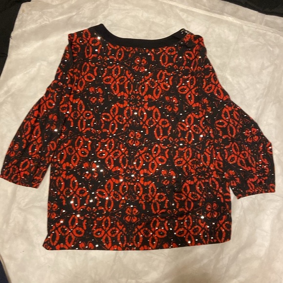 Women’s size Large Tops sparkly red and black. Perfect for the holiday season. - Picture 7 of 8